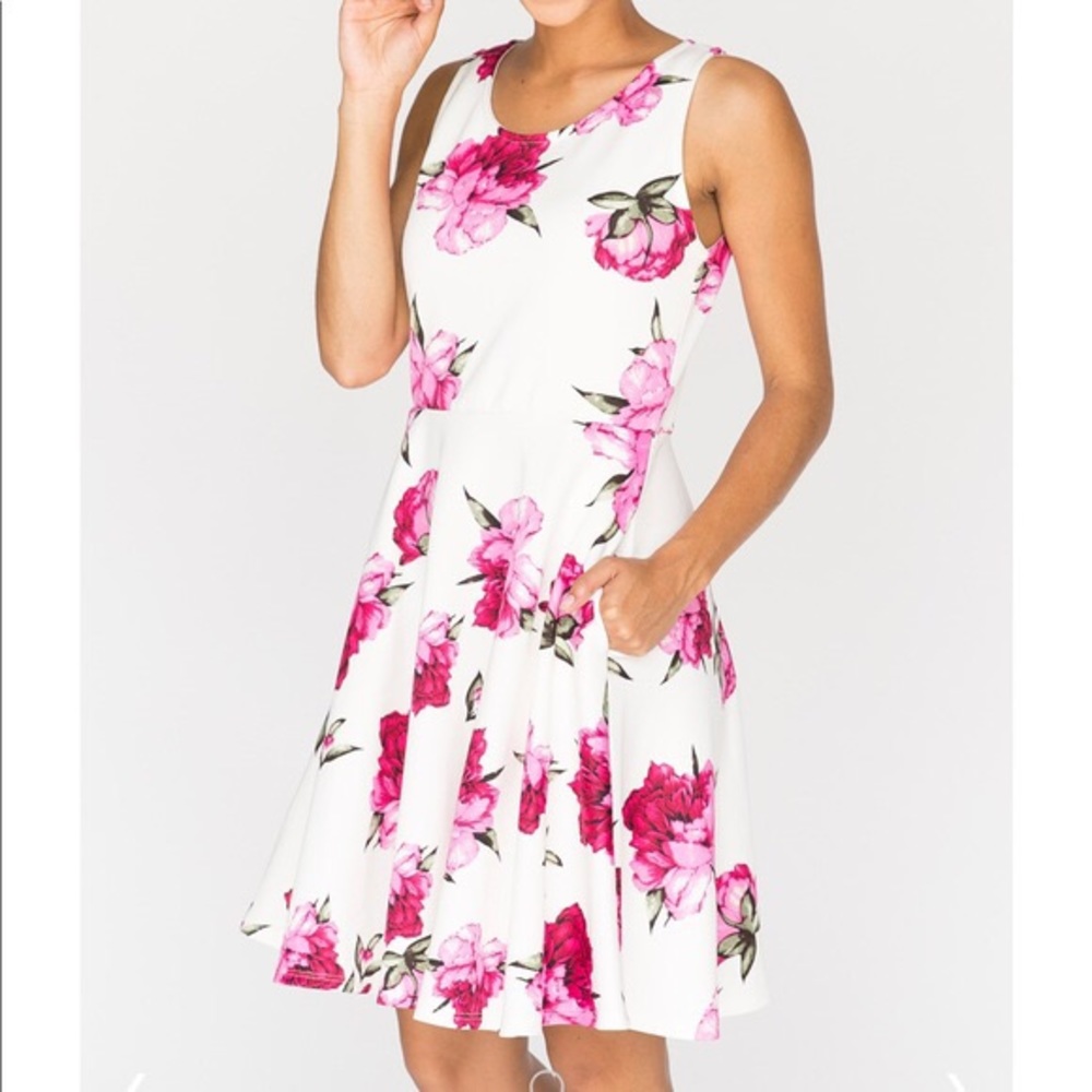 Agnes &Dora Floral Slate Dress w/ pockets Set